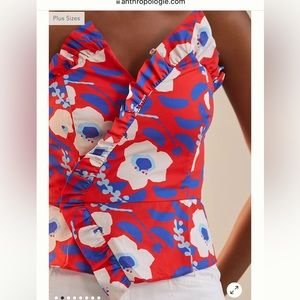 NWT Anthropologie Hutch Strapless Ruffle Floral Top Plus Size 18W